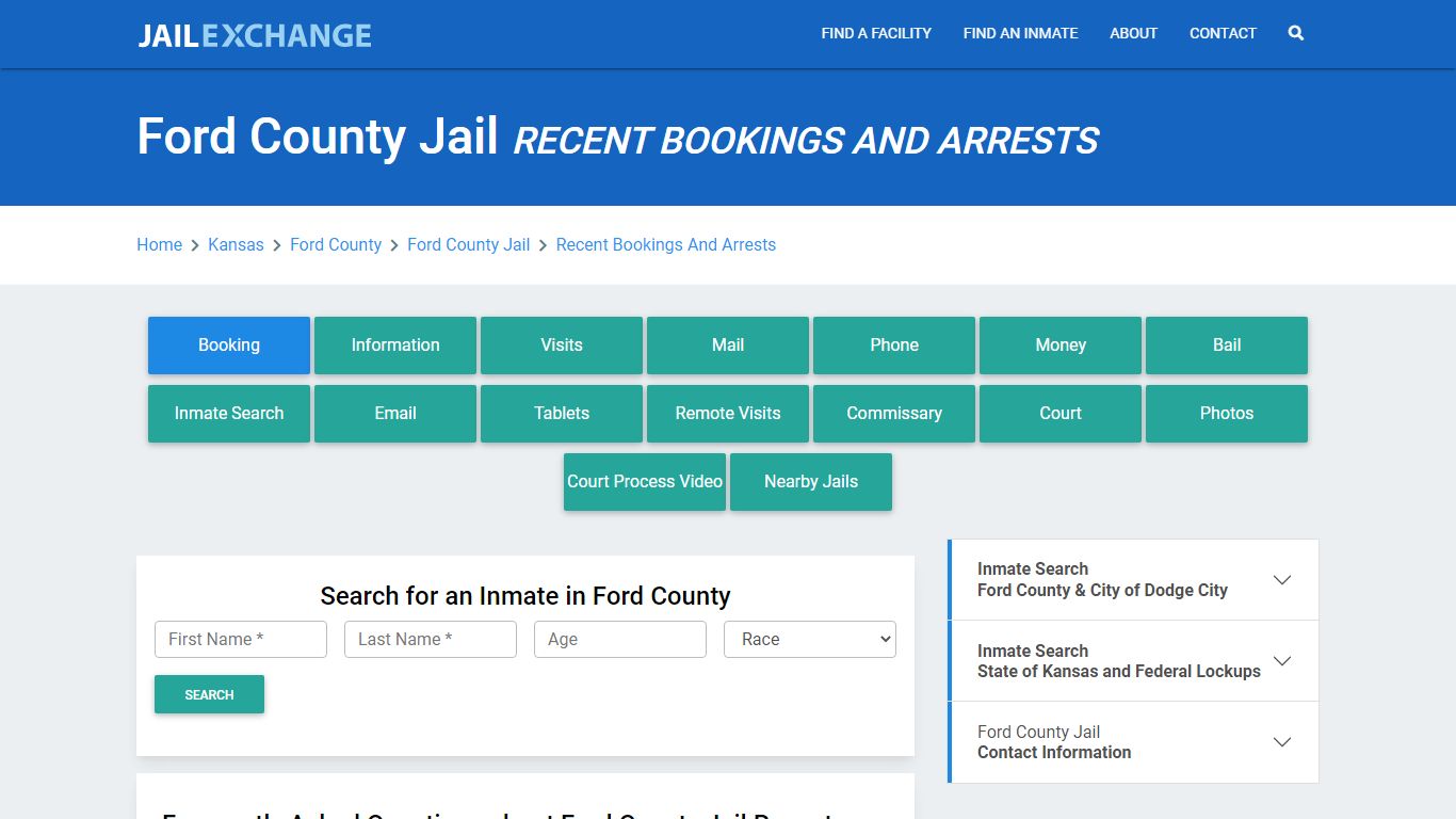 Ford County Jail KS Recent Arrests and Bookings - Jail Exchange